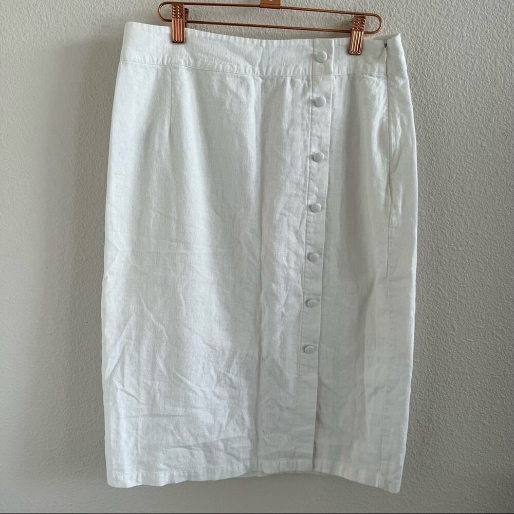 Forever 21 Contemporary Linen Blend Lined White Boho Preppy Skirt Large